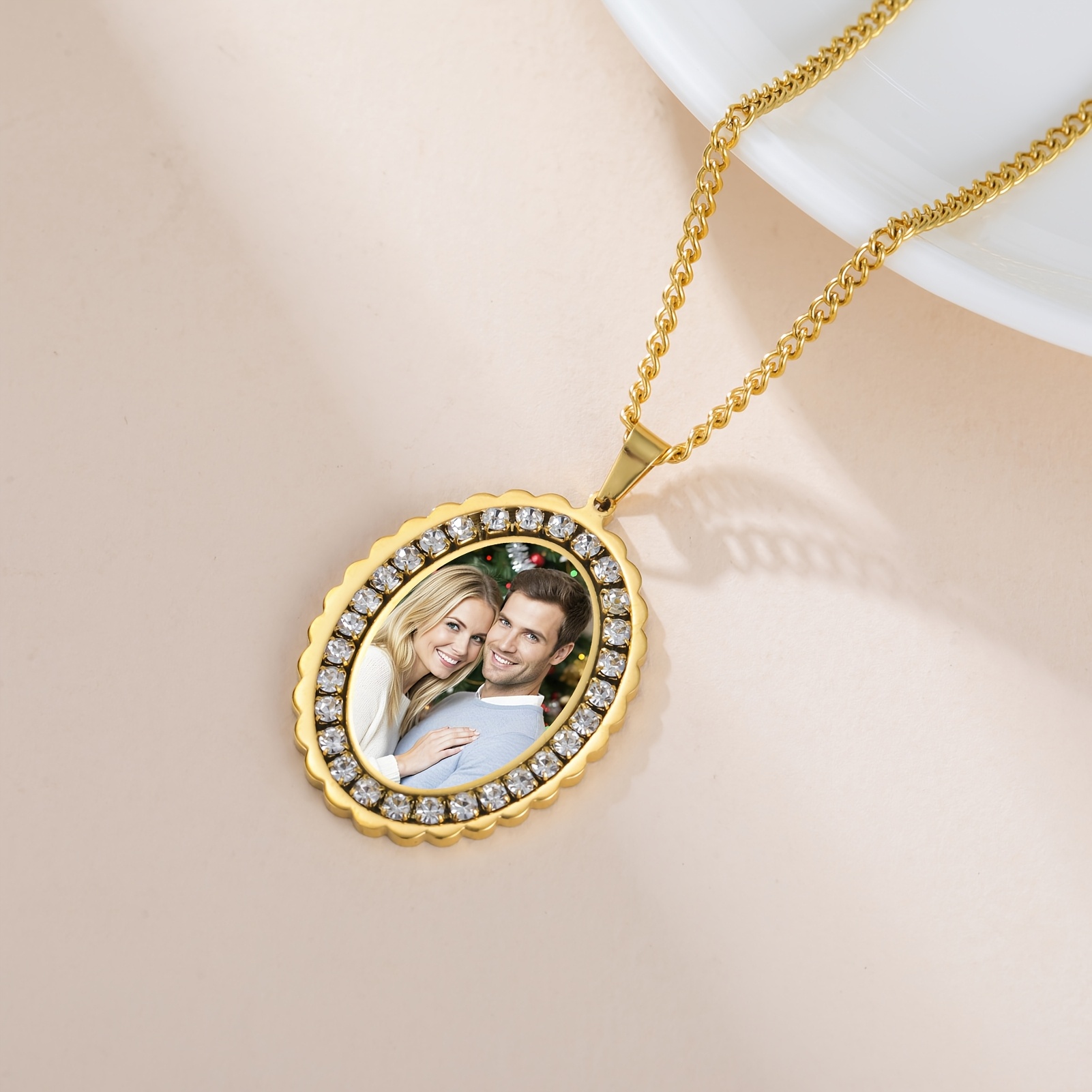Personalized Photo Necklace, Custom Round Pendant Gift